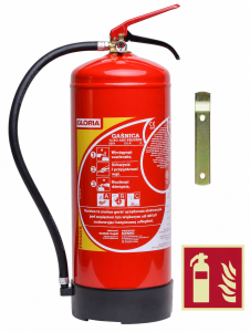 Gaśnica proszkowa 12 kg GP-12x ABC z podstawką i wieszakiem, typ PD12GA Gloria