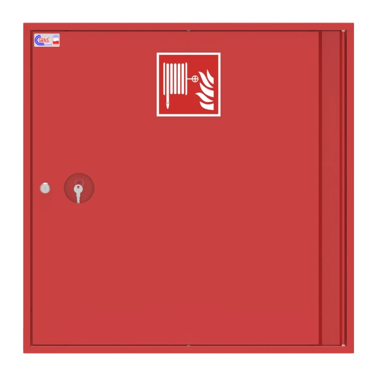 Hydrant GRAS HW-25 N/W-20/30 SLIM 150 DN25 w czerwonej szafie natynkowej RAL3000