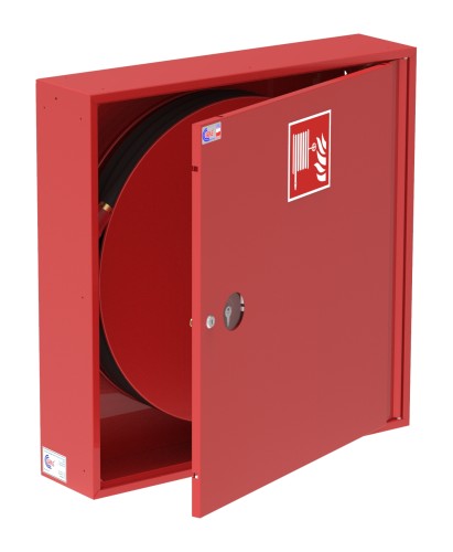 Hydrant wewnętrzny GRAS HW-25 N/W-20/30 SLIM 150 DN25 czerwony RAL3000 z otwartą szafą