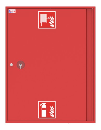 Hydrant GRAS HW-25 N/W-KP-20/30 SLIM 165 w czerwonej szafie RAL3000 z miejscem na gaśnicę 6 kg