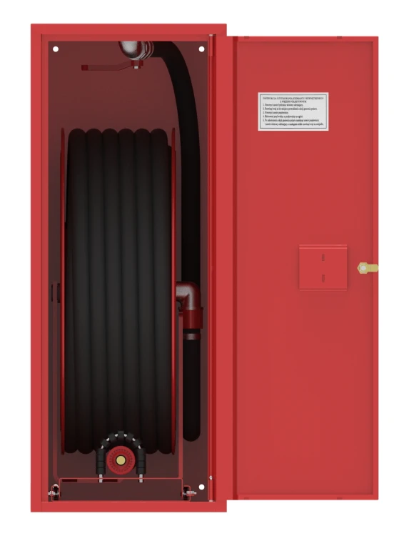 Hydrant GRAS HWG-33N/W-S-20/30 DN33 otwarty ze zwijadłem wyjezdnym i wężem półsztywnym