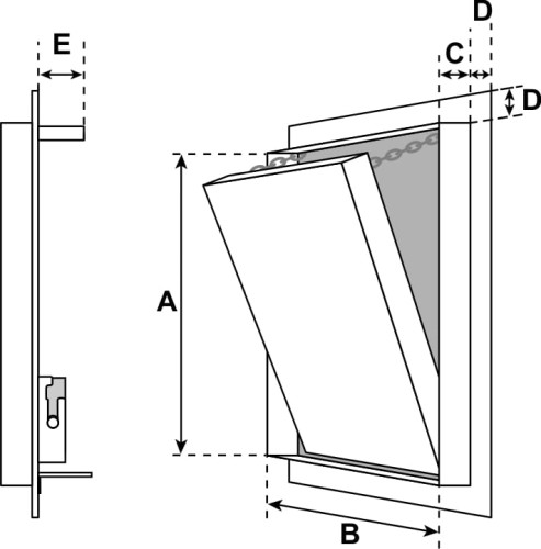 Schemat wymiarowy klapy rewizyjnej FF System F4